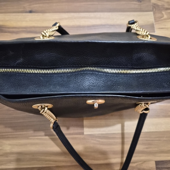 Coach Black Tote with Gold Chain Accents - Picture 3 of 7